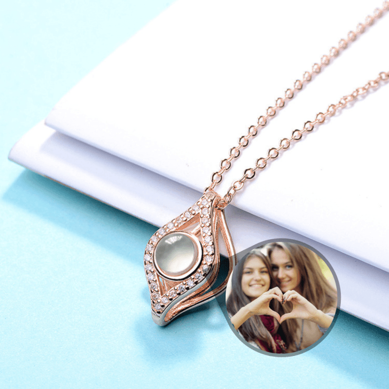 Collier Photo Personnalisé en Argent or rose