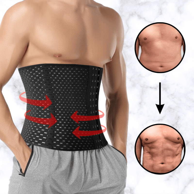 Corset homme ventre plat noir vue de face effet gainant