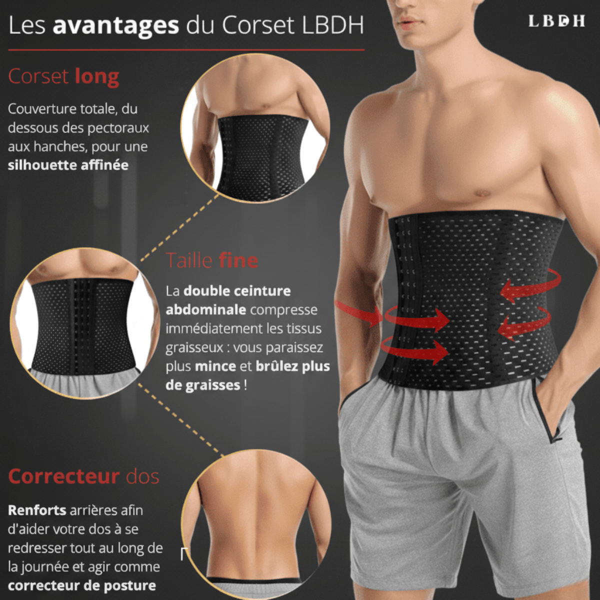 Corset minceur homme – Ventre plat gainage posture LBDH™