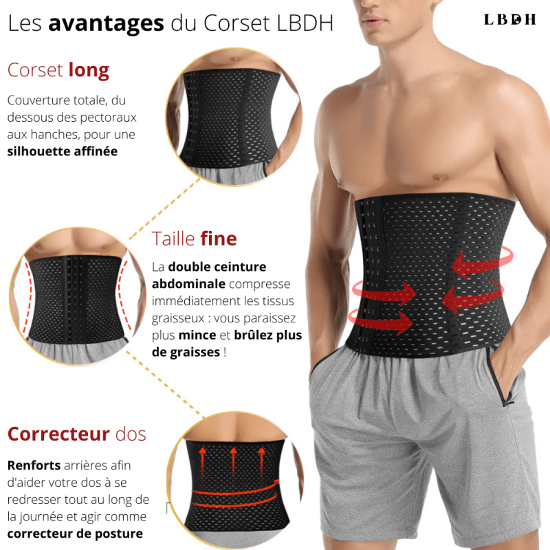 Corset homme avec soutien lombaire et redressement de la posture