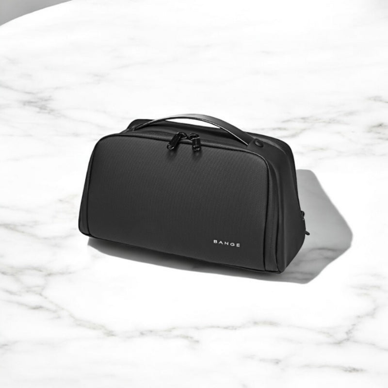 trousse de toilette rigide noire pour homme grand format imperméable