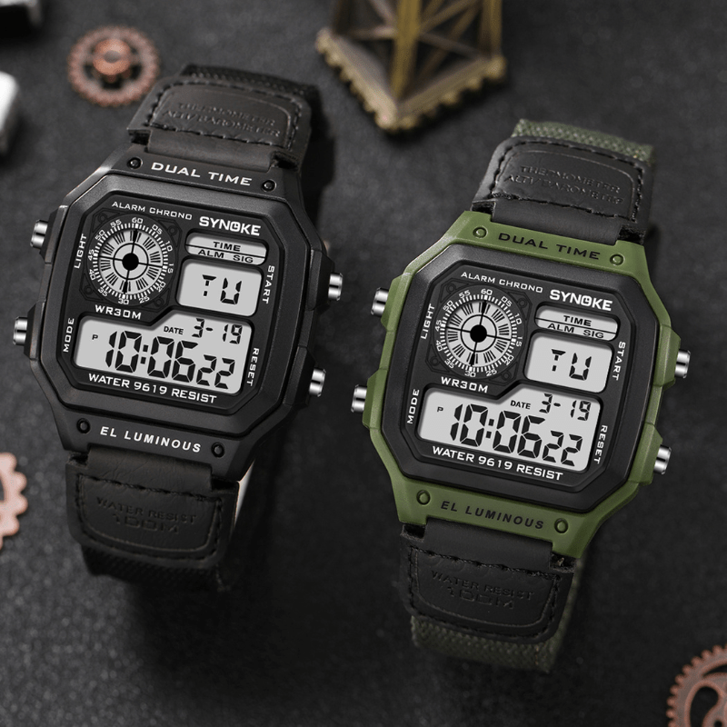 Montre Digitale Carré noir et Montre Digitale Carré verte