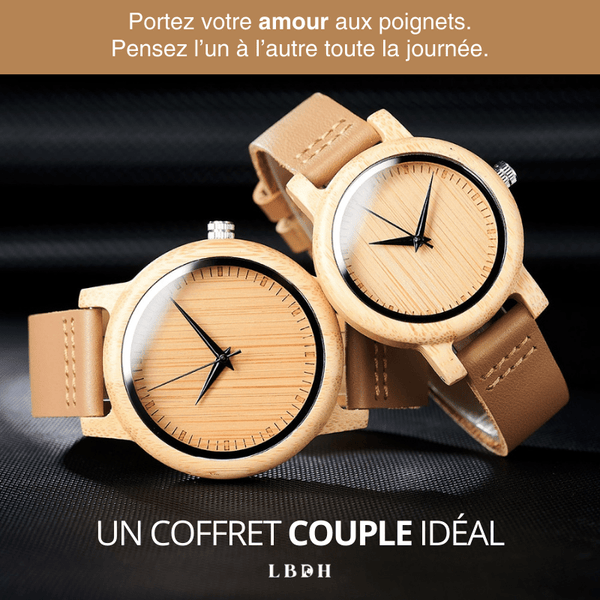 MONTRE EN BOIS DUO HOMME FEMME