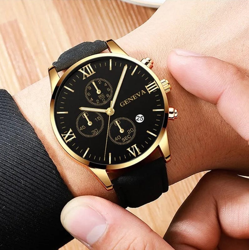 Montre-Bracelet À Quartz En Cuir Marron Pour Homme, Ensemble De Bracelets De Lux - Montres (10976501 Montre-Bracelet À Quartz En Cuir Marron Pour Homme, Ensemble De Bracelets De Lux - Montres (10976501