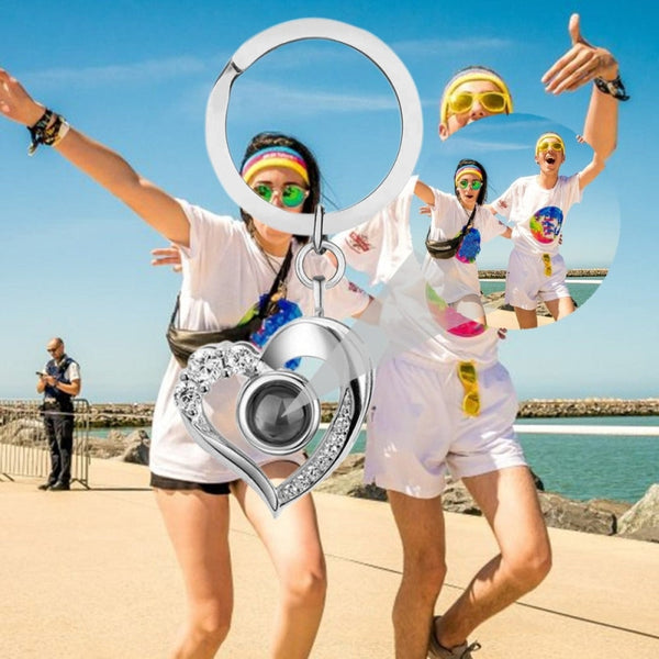 PORTE CLÉ PHOTO PERSONNALISÉ COEUR ET STRASS