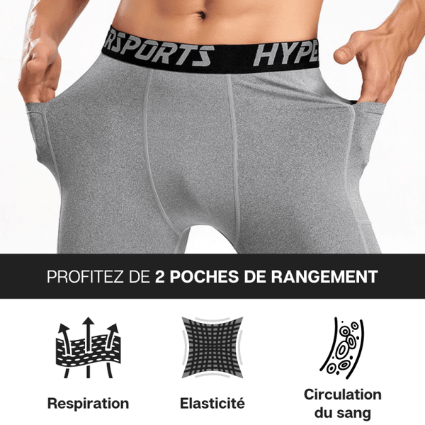 Short de compression homme avec poches