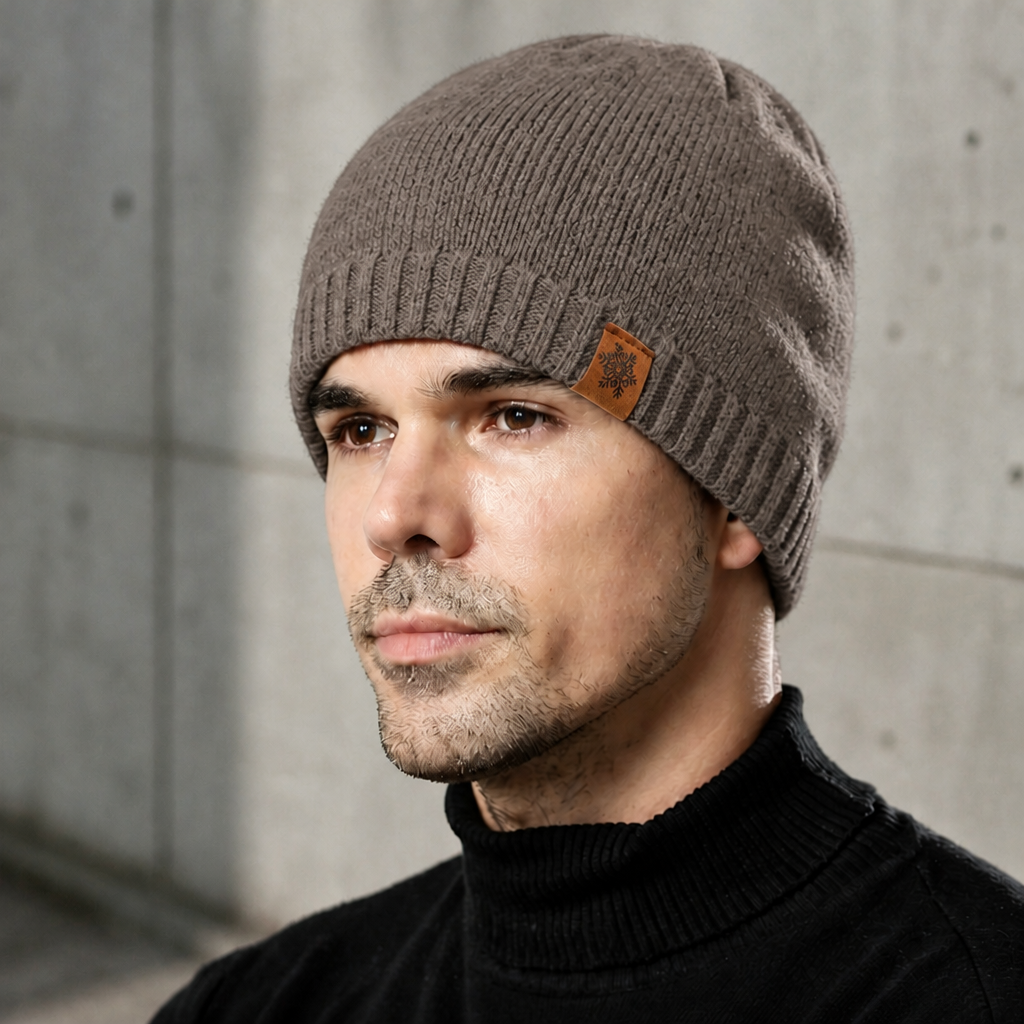 Des Finitions Exemplaires - Bonnet Polaire Homme Tricoté, Doublure Épaisse, Bord Côtelé