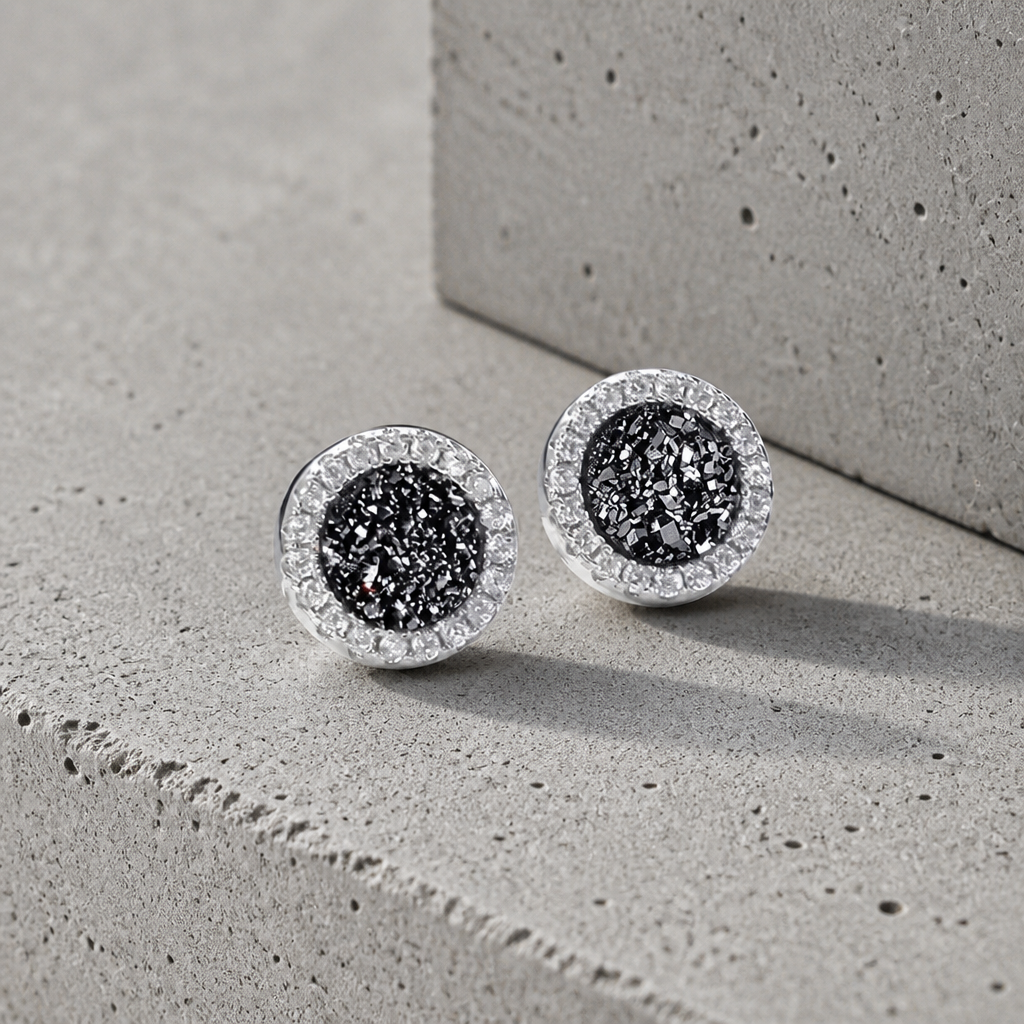 Détail macro de la puce zirconium et de son halo pavé