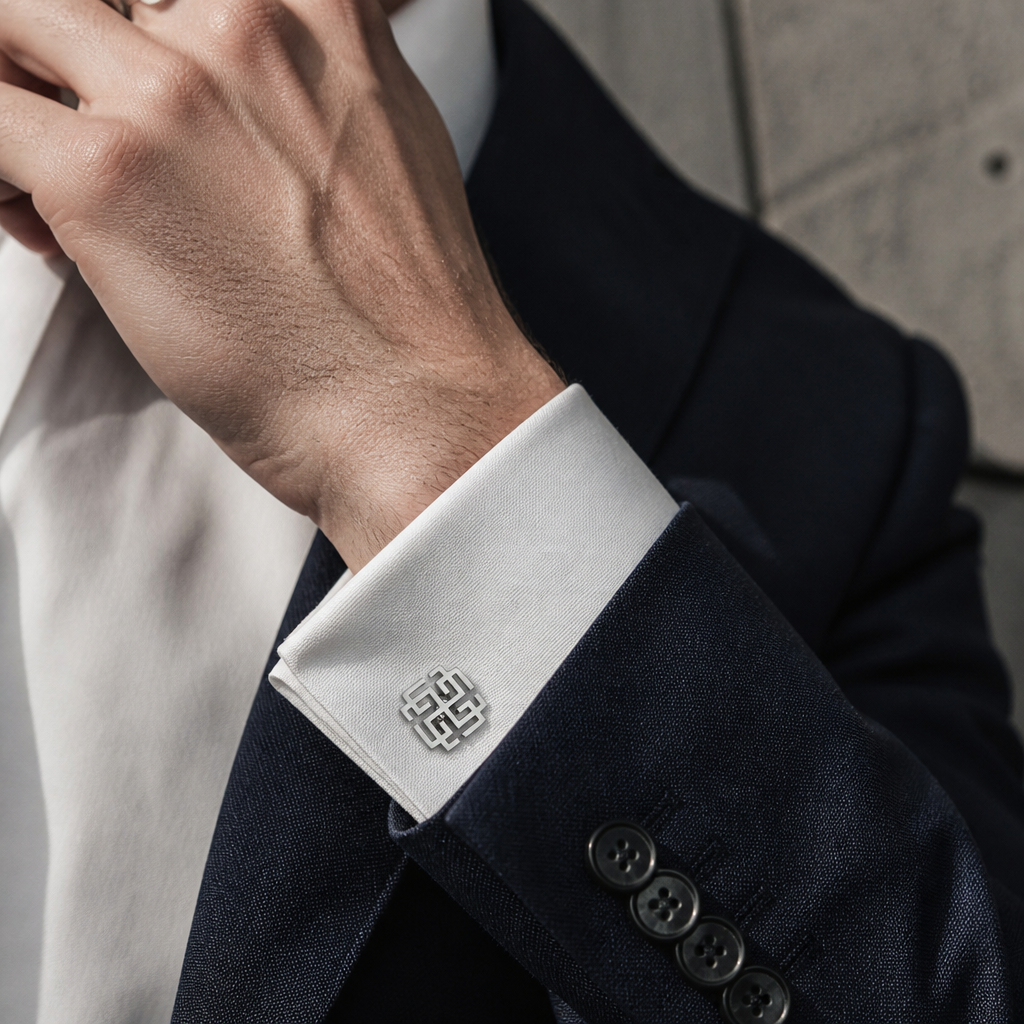 Des Finitions Exemplaires - Boutons de Manchette Homme Originaux Motif Labyrinthe