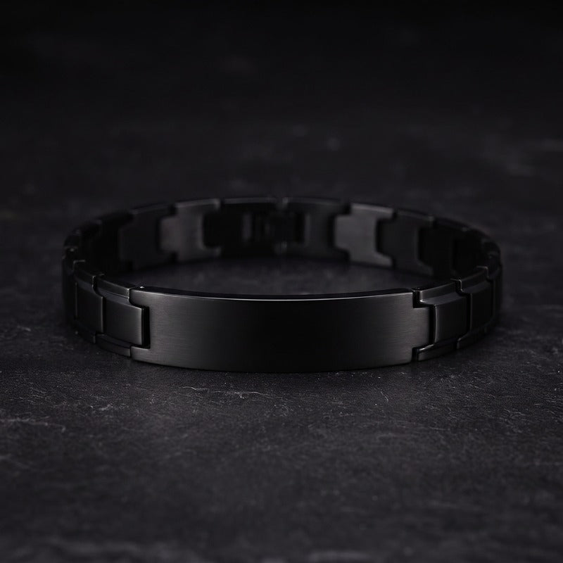 Des Finitions Exemplaires - Bracelet Acier Noir Homme, Maillons Épais à Graver