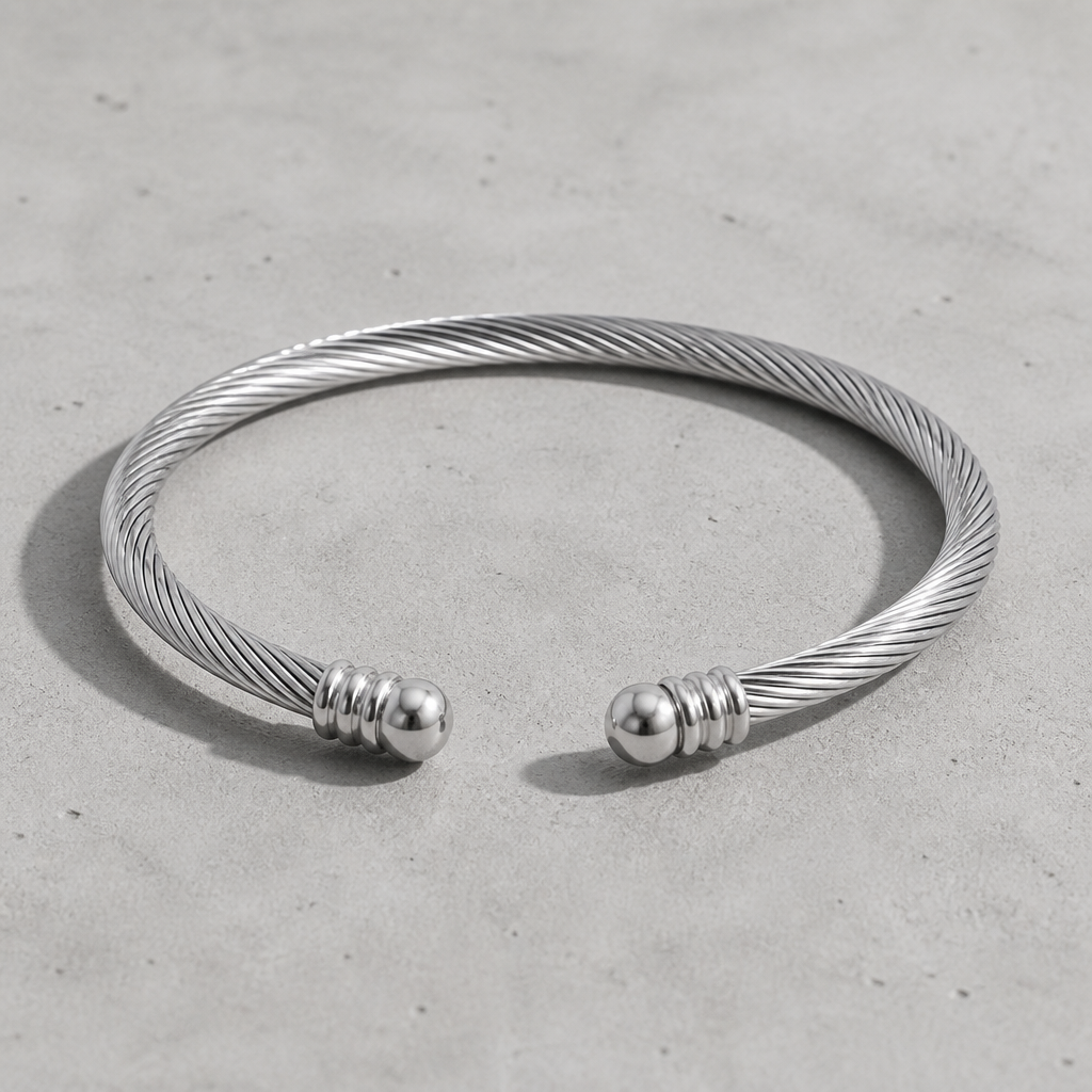 Des Finitions Exemplaires - Bracelet Câble Torsadé Homme en Acier Réglable