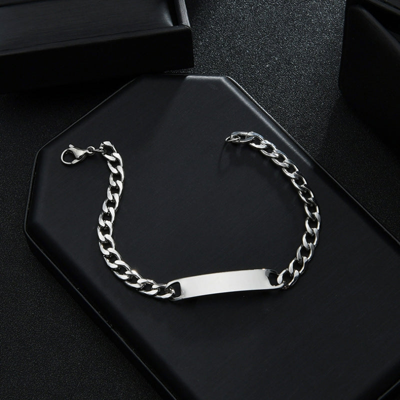 Bracelet chaîne acier homme personnalisable plaque gravable 