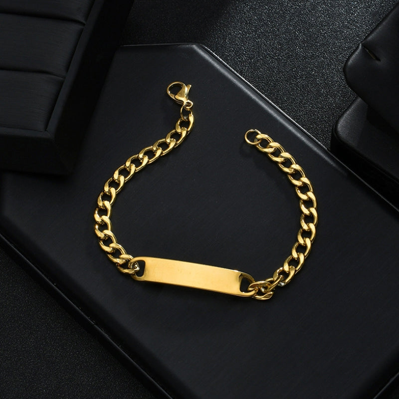  Bracelet chaîne dorée homme personnalisé plaque gravable 
