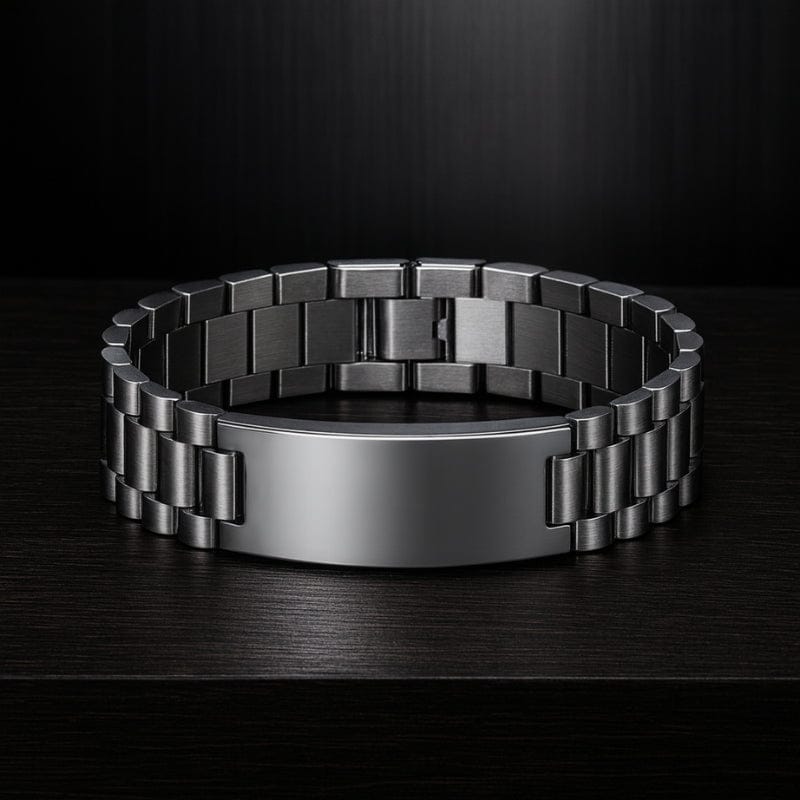 Chaîne bracelet homme argent à maillons plats articulés en acier