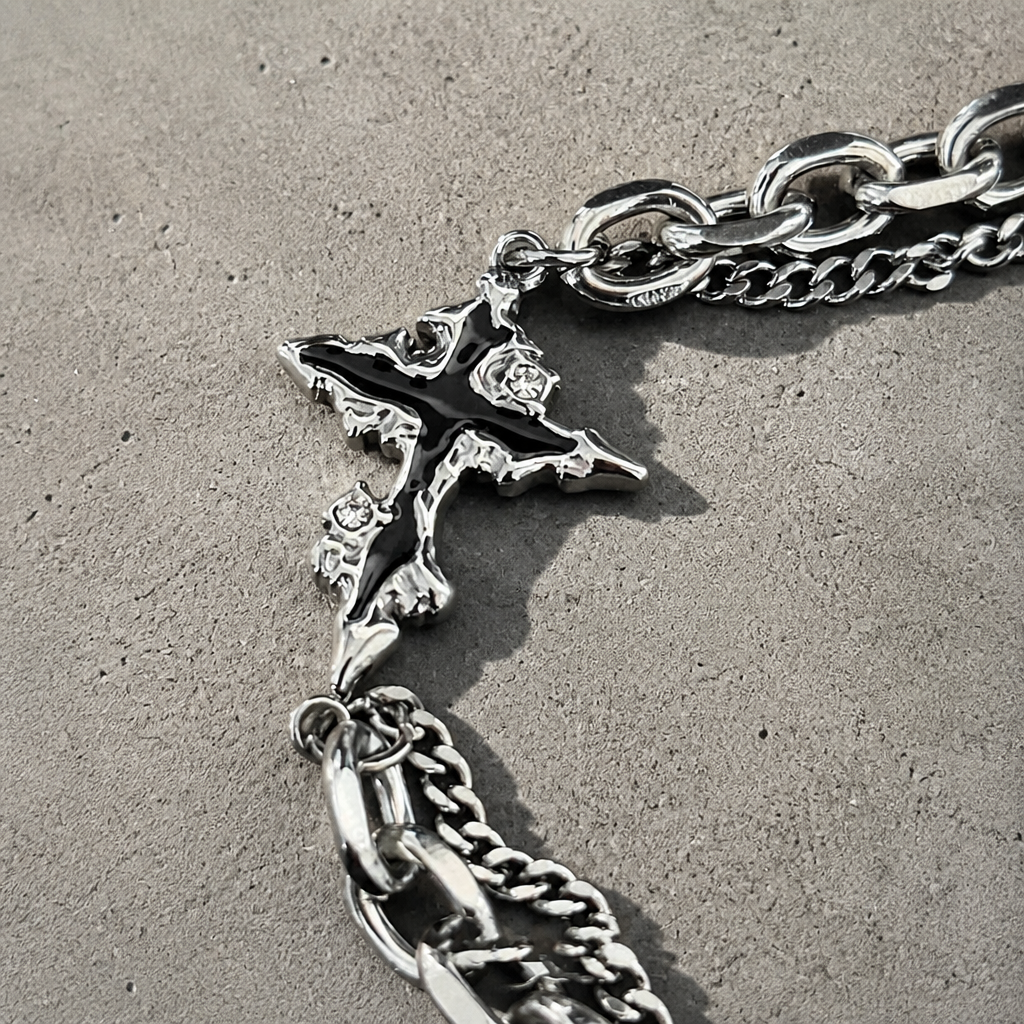 Des Finitions Exemplaires - Bracelet Croix Homme Argent, Double Chaîne en Acier