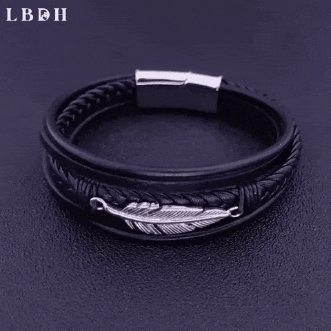 Des Finitions Exemplaires - Bracelet Cuir Homme à Plume Sculptée en Acier