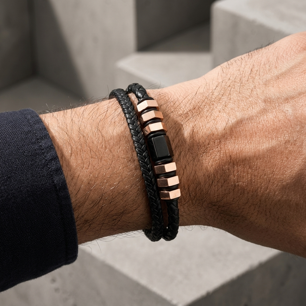 Des Finitions Exemplaires - Bracelet Homme Fin en Cuir Tressé et Acier Inoxydable
