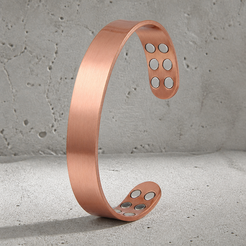 Bracelet cuivre homme jonc ouvert, vue de face
