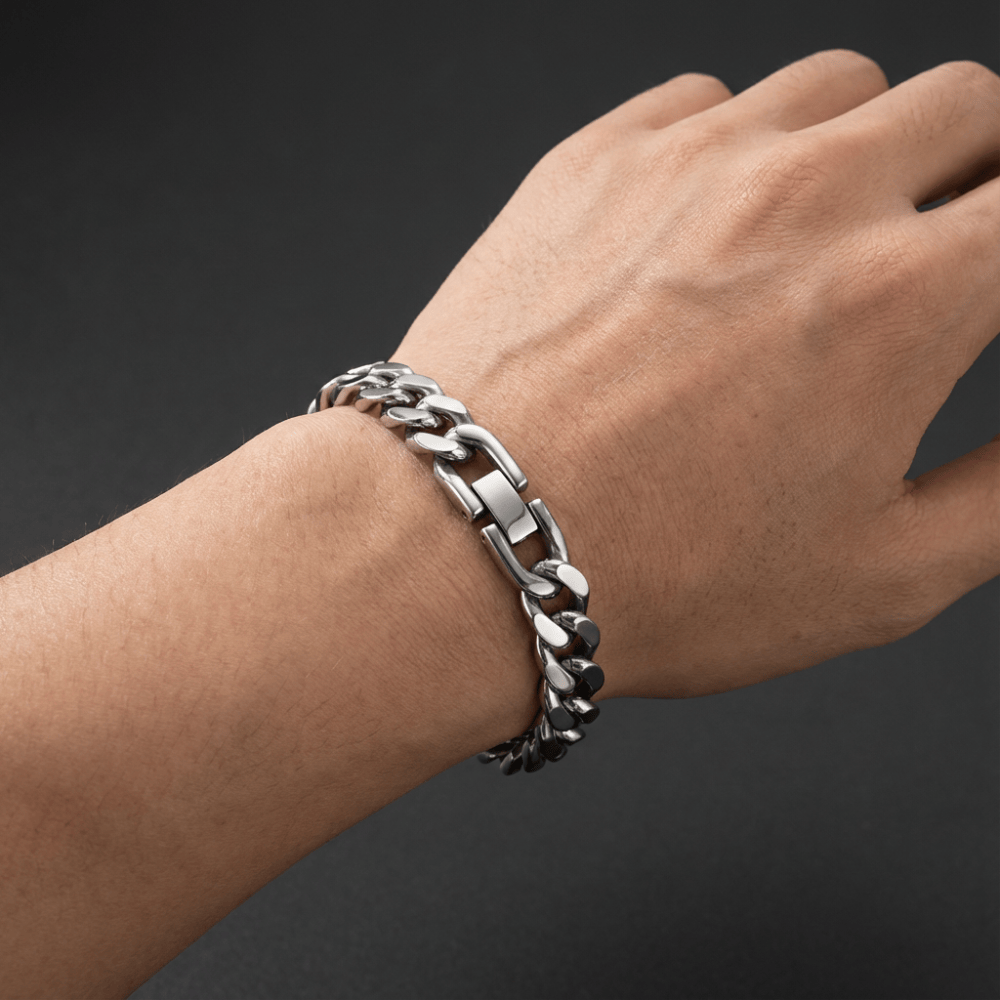 Bracelet gourmette argent homme acier inoxydable maille