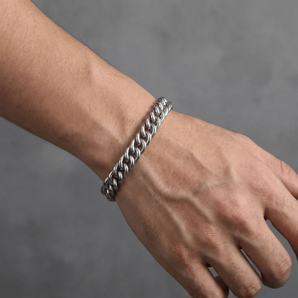 Bracelet gourmette argent homme acier inoxydable maille