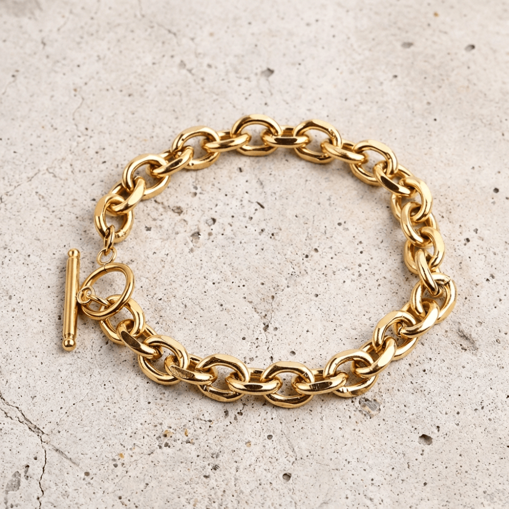 Gourmette or homme bracelet maille acier inoxydable