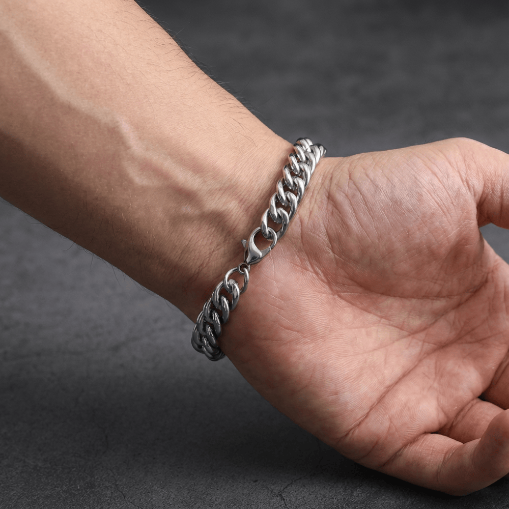 Bracelet homme chaîne gourmette argent acier inoxydable