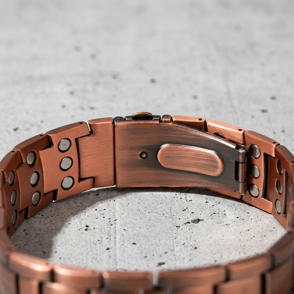 Fermoir déployant et aimants du bracelet homme croix en cuivre antique