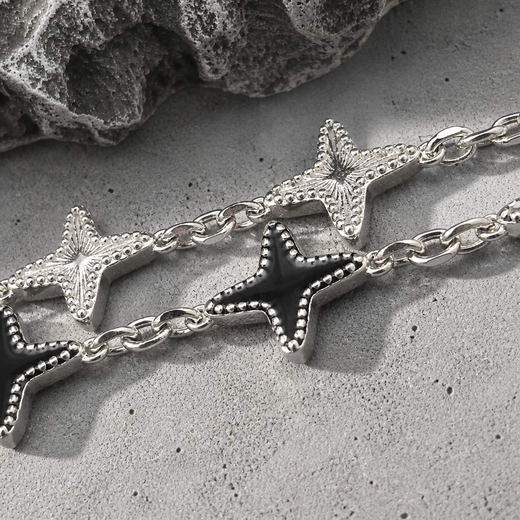 Des Finitions Exemplaires - Bracelet Homme Original, Chaîne à Étoiles en Acier