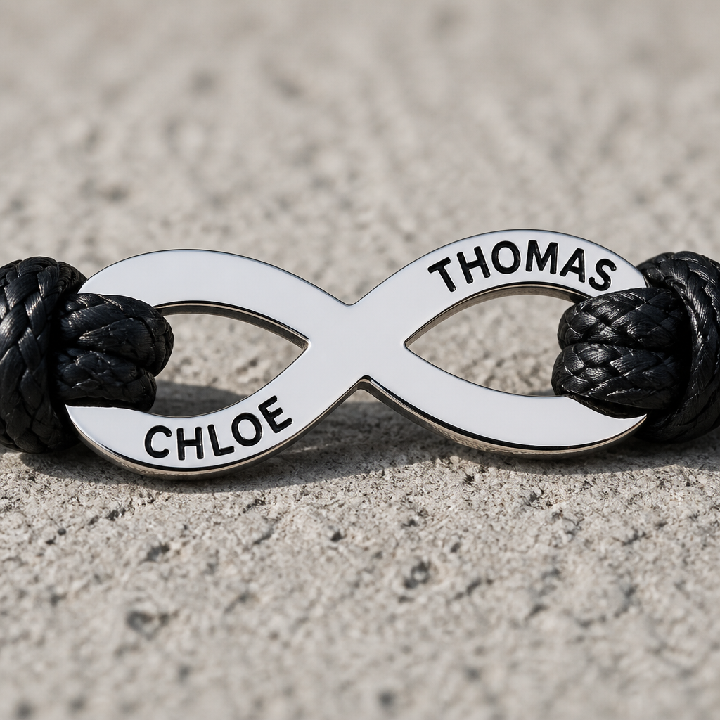 Des Finitions Exemplaires - Bracelet Homme Papa Personnalisé, Infini à Graver