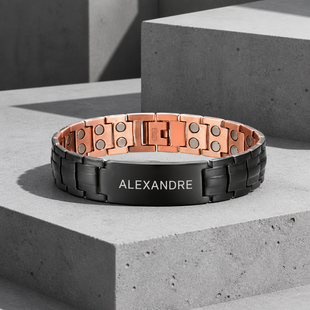 Bracelet à graver finition noire, face intérieure en cuivre