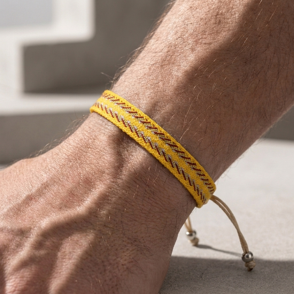 Coloris jaune porté, largeur comparable à celle d'un lacet