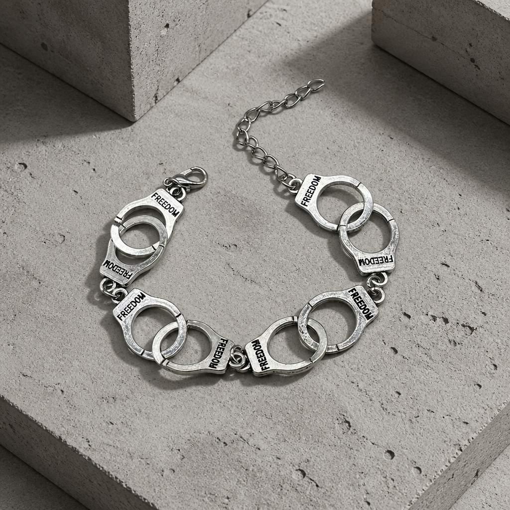 Des Finitions Exemplaires - Bracelet Menotte Homme Freedom en Chaîne Argentée