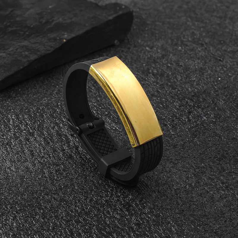 Bracelet Homme Personnalisé Rigide - Silicone et Acier