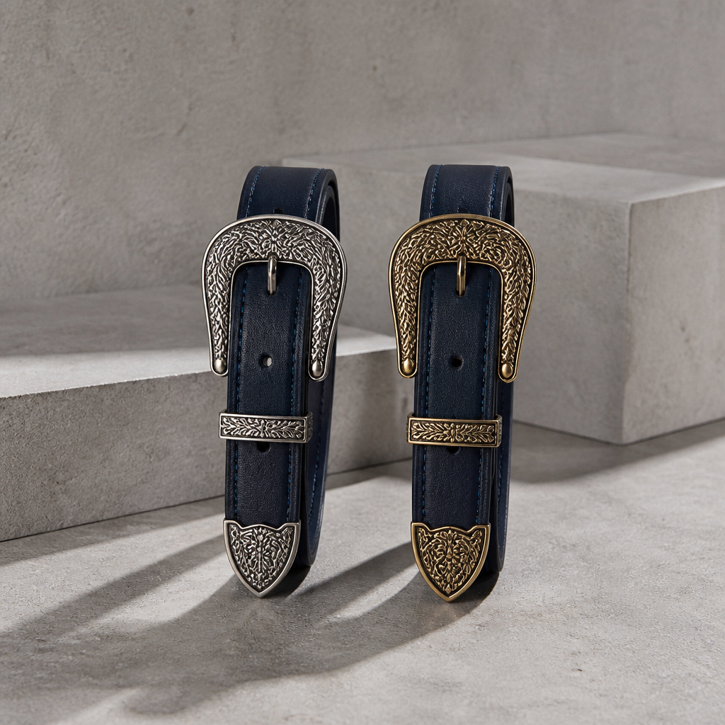 Boucles ciselées argent vieilli et or vieilli de la ceinture boucle western homme