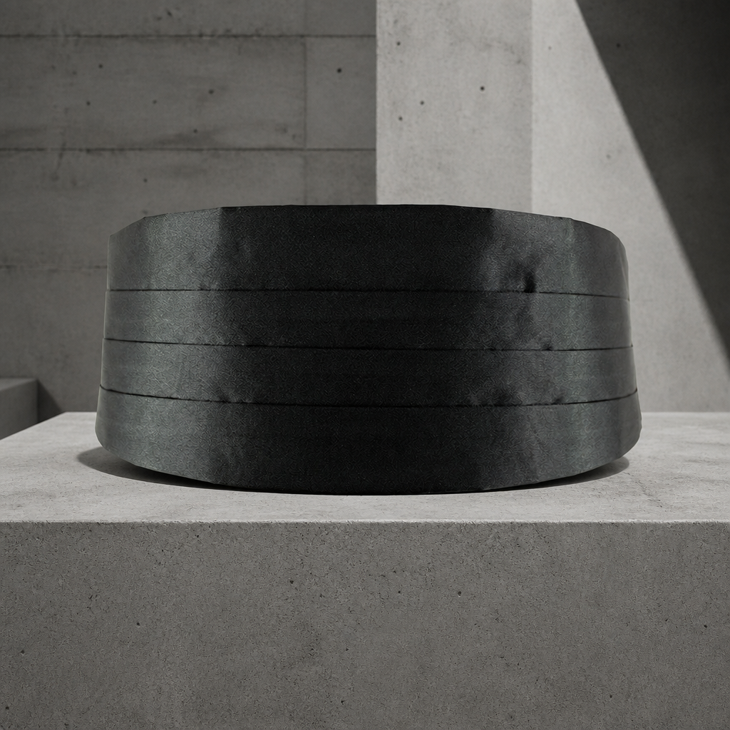 Ceinture de smoking homme en satin noir plissé