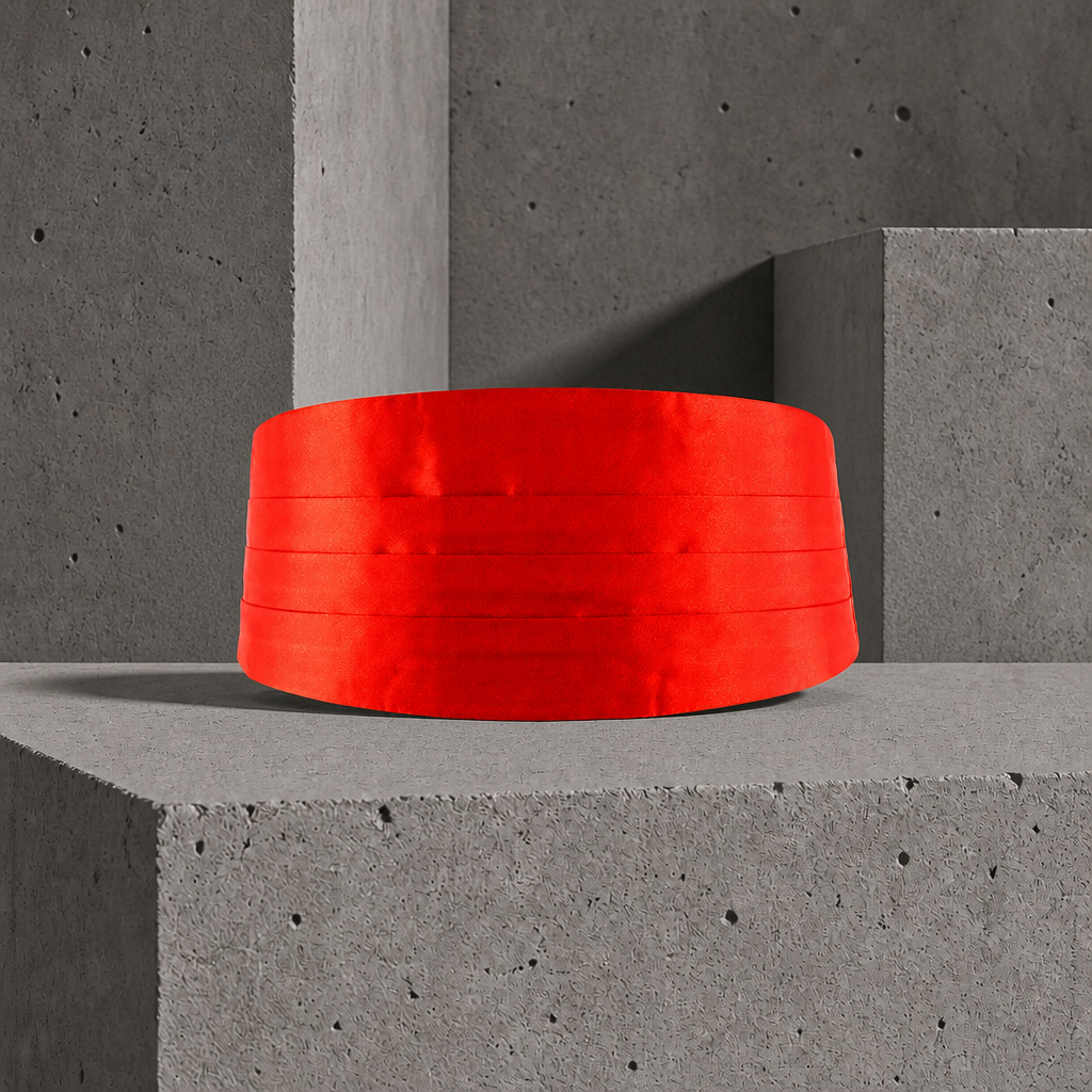 Ceinture de smoking homme en satin rouge plissé