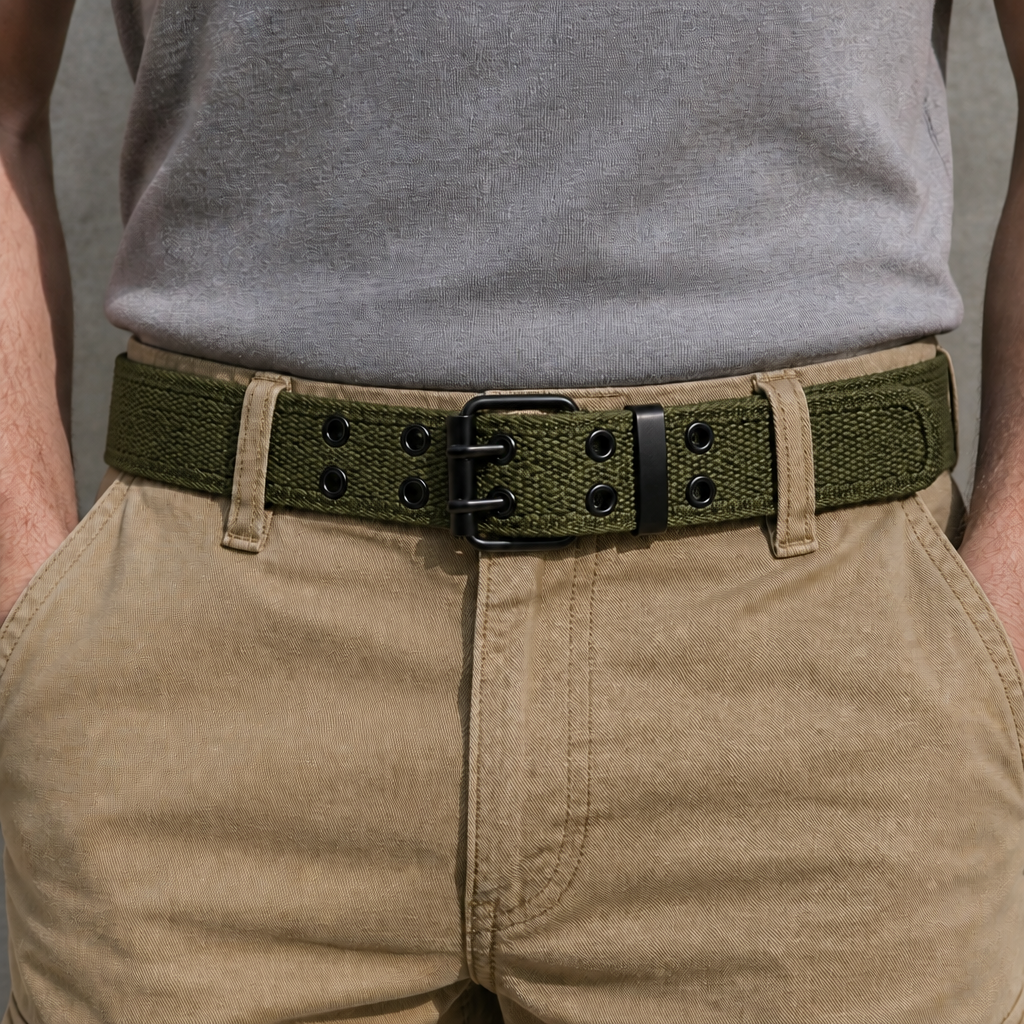 Des Finitions Exemplaires - Ceinture de Travail Homme en Toile, Double Ardillon
