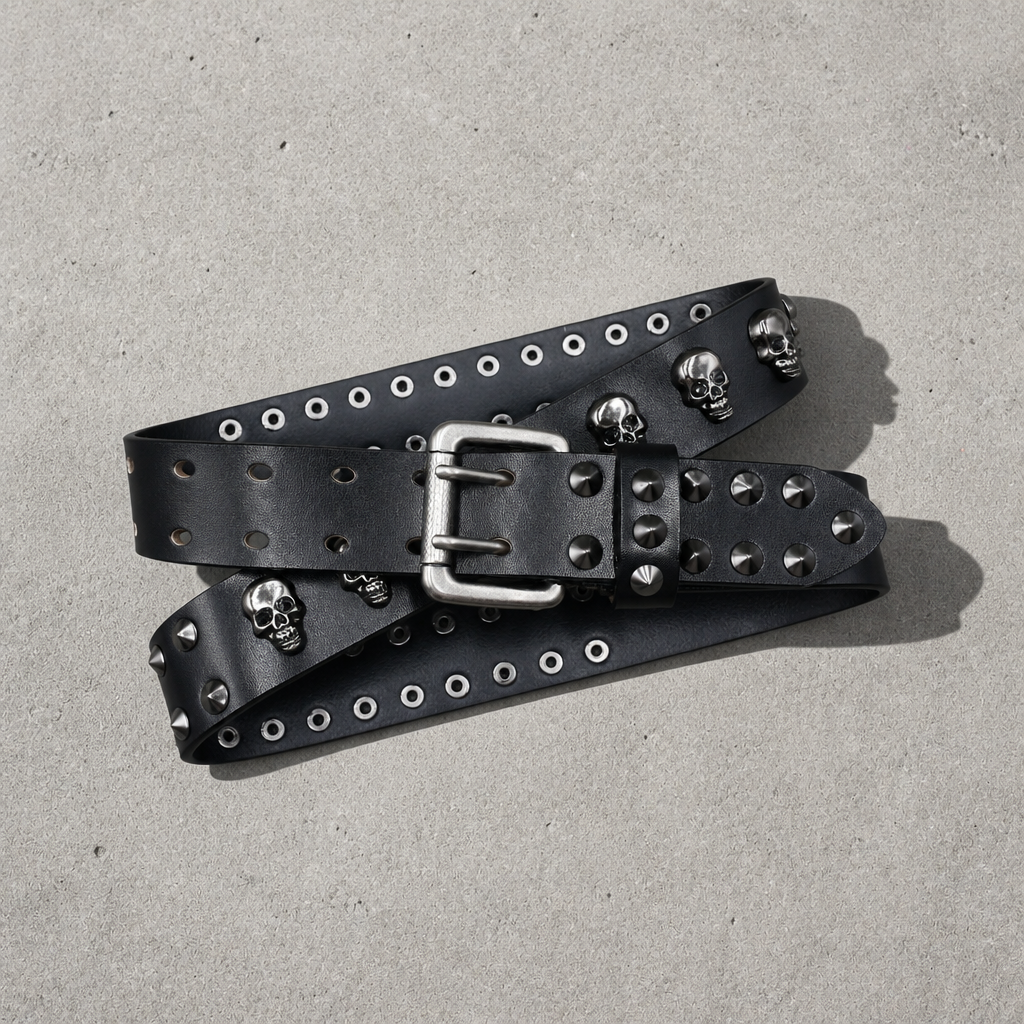 Double rangée d'œillets métalliques et clous pointus de la ceinture rock homme