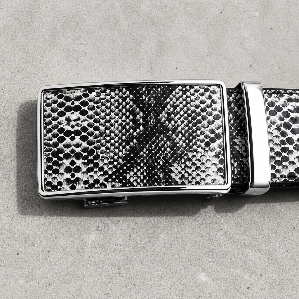 Des Finitions Exemplaires - Ceinture Serpent Homme Façon Python, Boucle Automatique