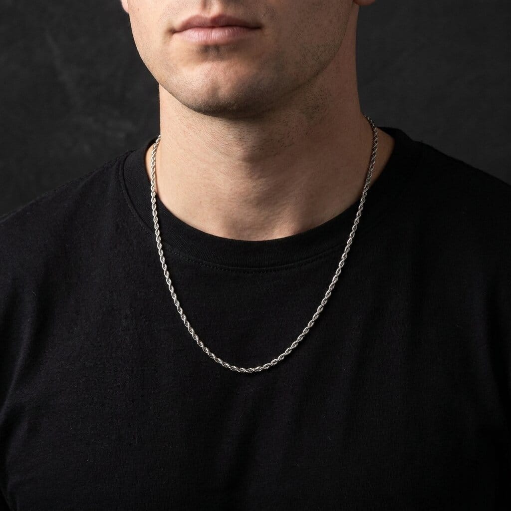 chaine argent fine homme corde maille tressée