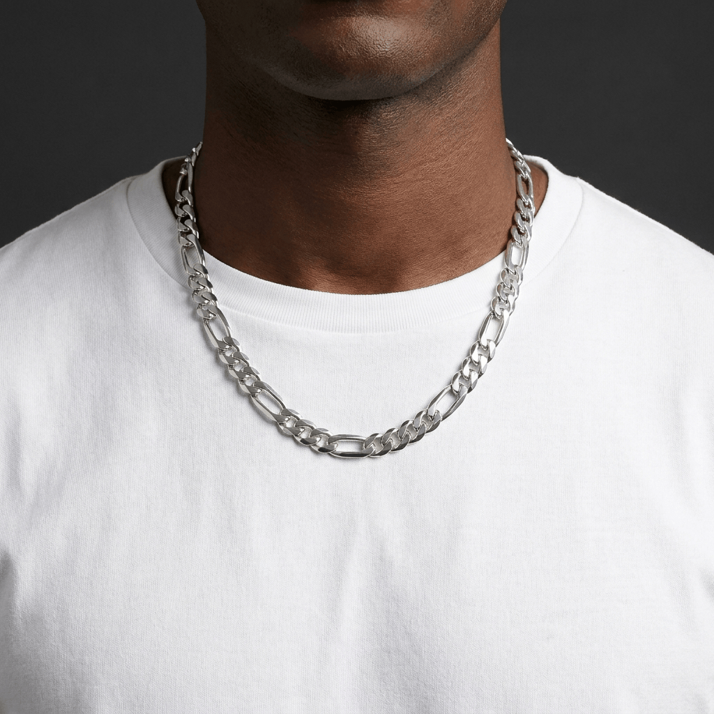 chaine figaro homme argent maille alternée