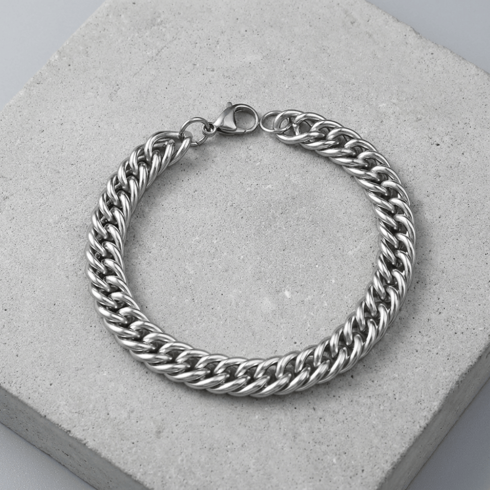 Chaîne gourmette homme argent acier inoxydable