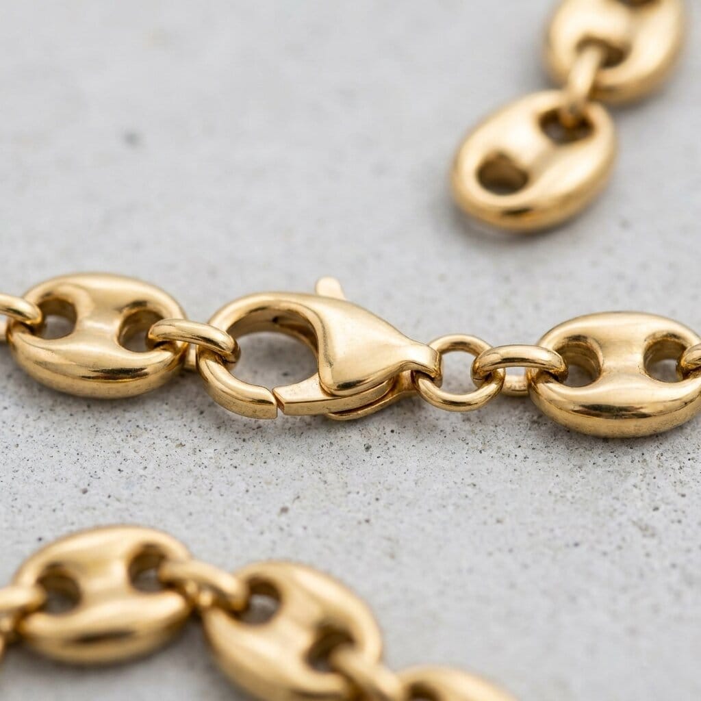 chaine grain de café or homme fermoir mousqueton