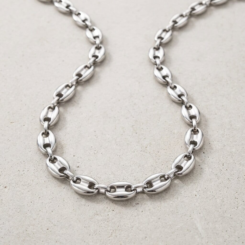collier grain de café argent homme maille