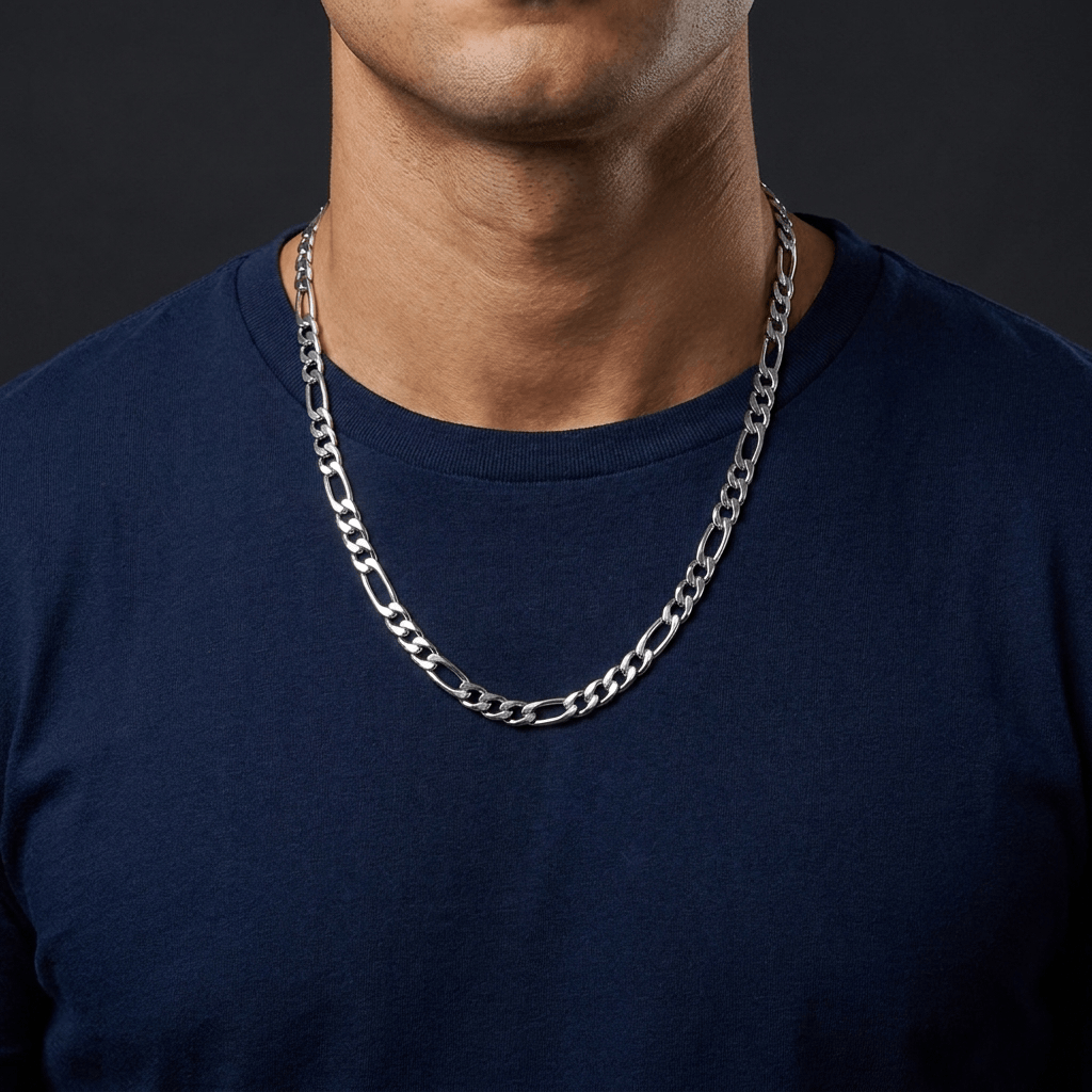 chaine figaro homme argent maille alternée