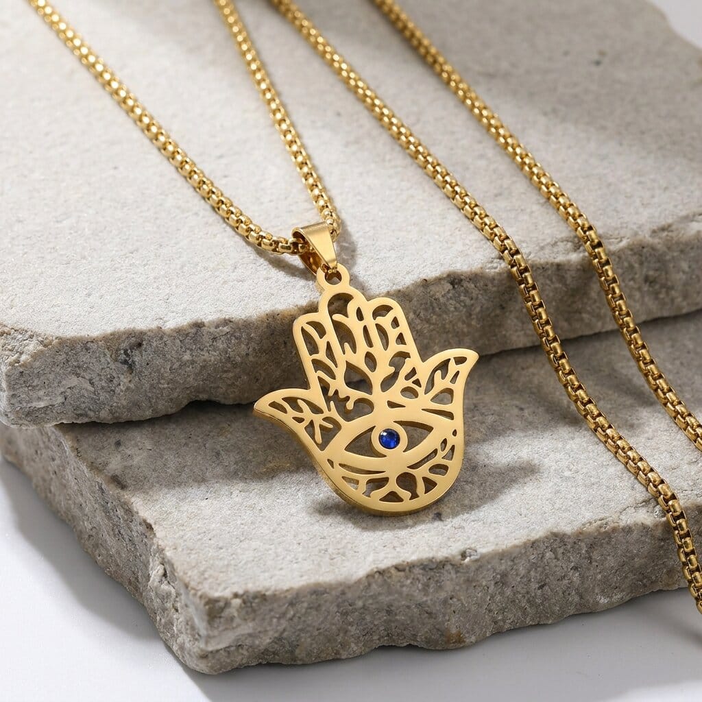 Collier Main de Fatma Homme Pendentif Hamsa Acier
