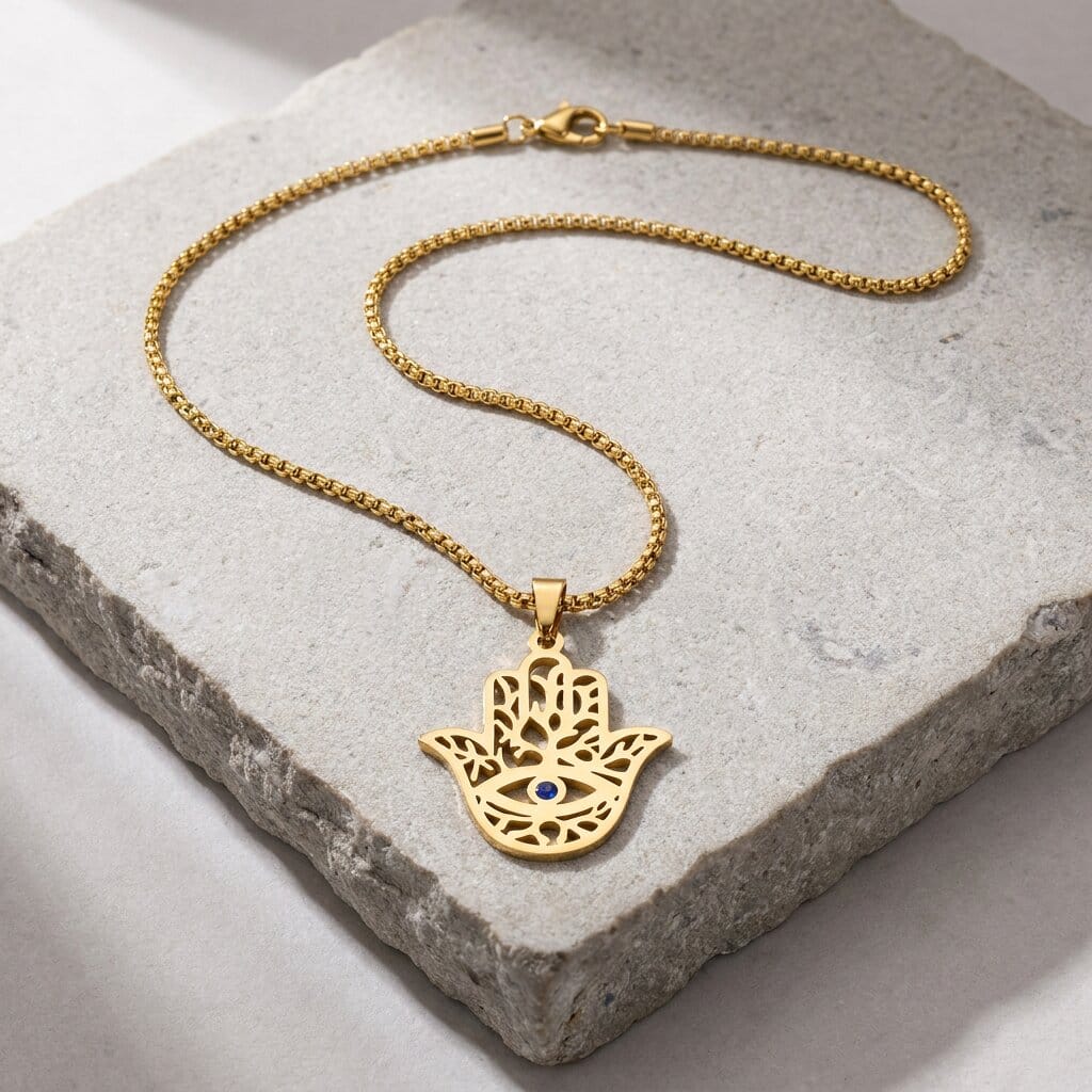 Collier Main de Fatma Homme Pendentif Hamsa Acier