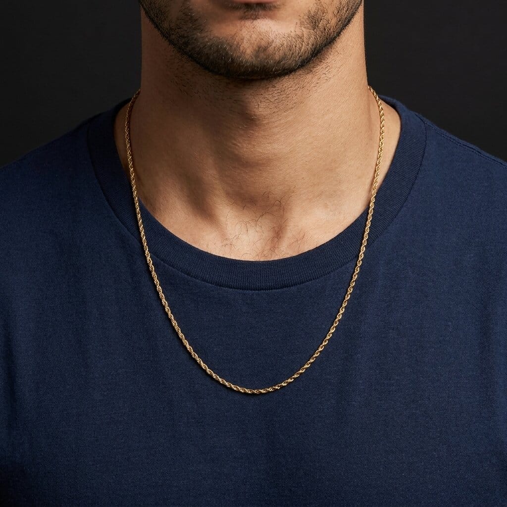 chaine or fine homme acier inoxydable maille corde