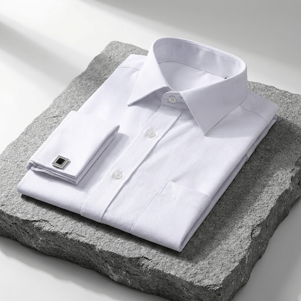 chemise homme poignets mousquetaires blanche coton col français