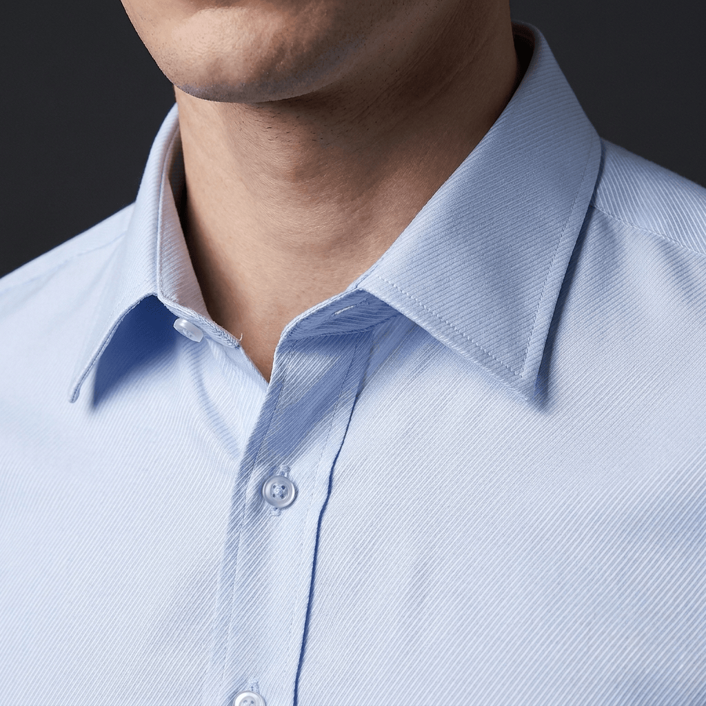 chemise bleue à col français